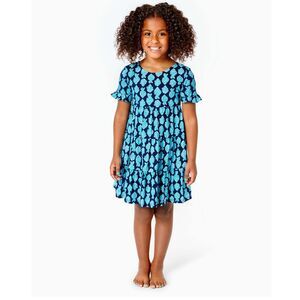 Lilly Pulitzer Girls Mini Jodee Dress Fish Print Tiered Cotton S 4-5 YRS 281102
